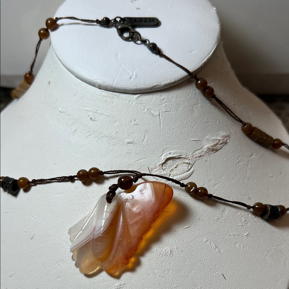 Elegant Brown and Orange Beaded Necklace